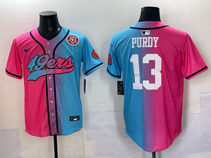 Men San Francisco 49ers #13 Purdy Blue pink Nike Limited NFL 2025 Jersey 002